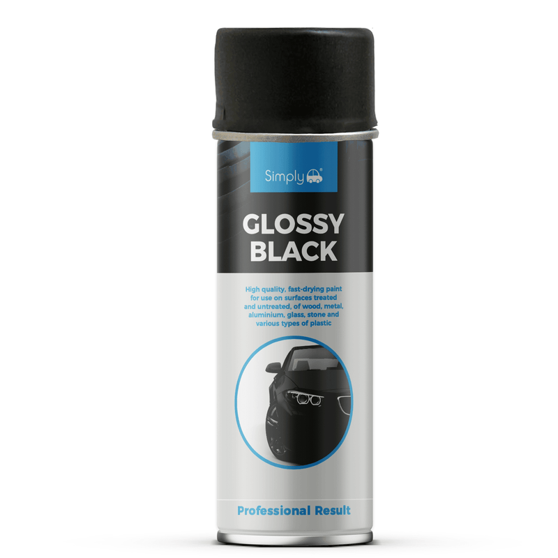 2 x Simply GLOSS BLACK Spray Paint For Metal, Wood, Plastic, Stone 500ml +Caps