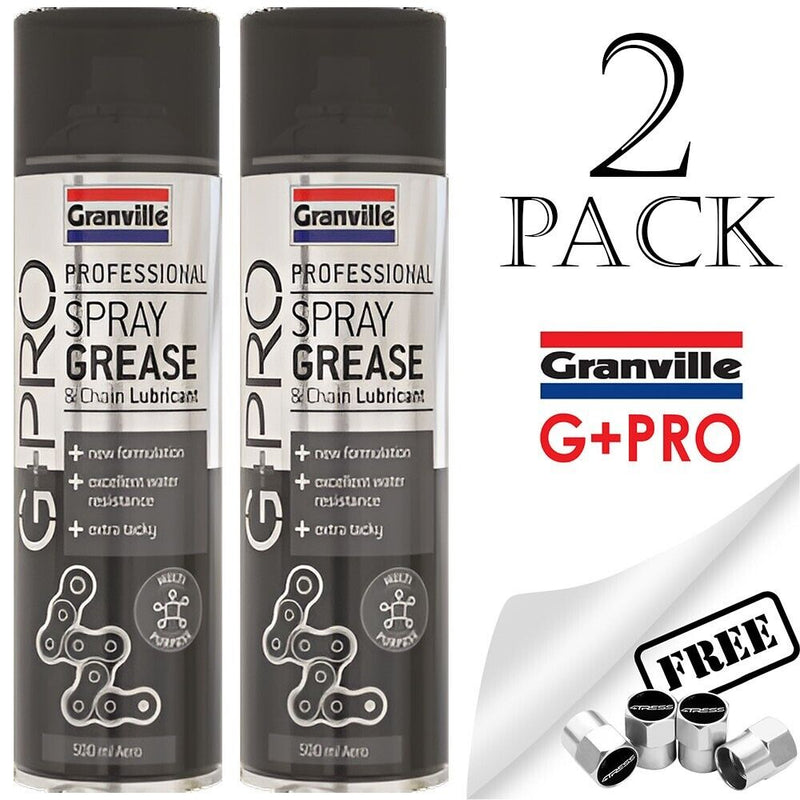 2x G+PRO Professional Multi Purpose Spray Grease & Bike Chain Lubricant + Caps