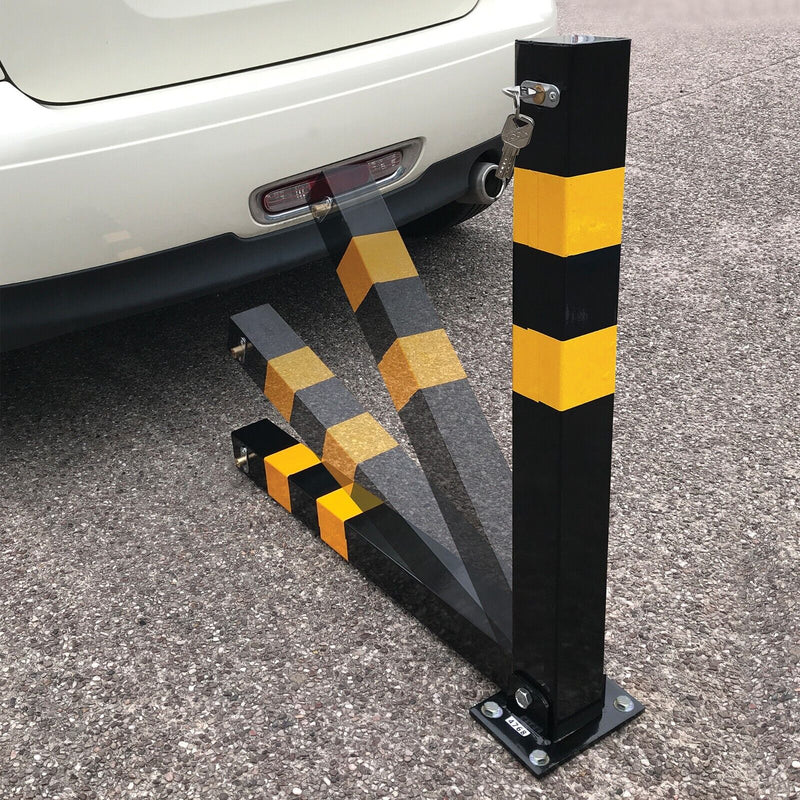 Square Reflective Folding Reserved Private Parking Bollard Security Post + Caps