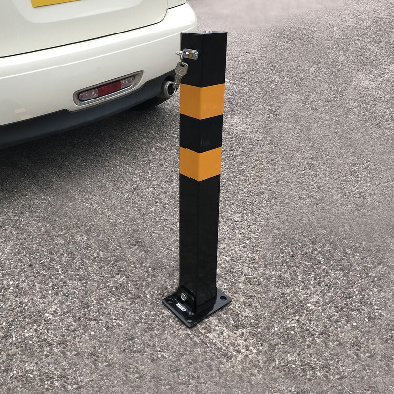 Square Reflective Folding Reserved Private Parking Bollard Security Post + Caps