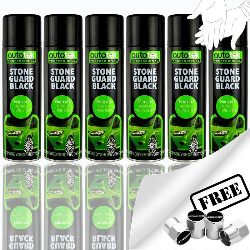 Autotek Stone Guard Black Spray Paint 6 Cans