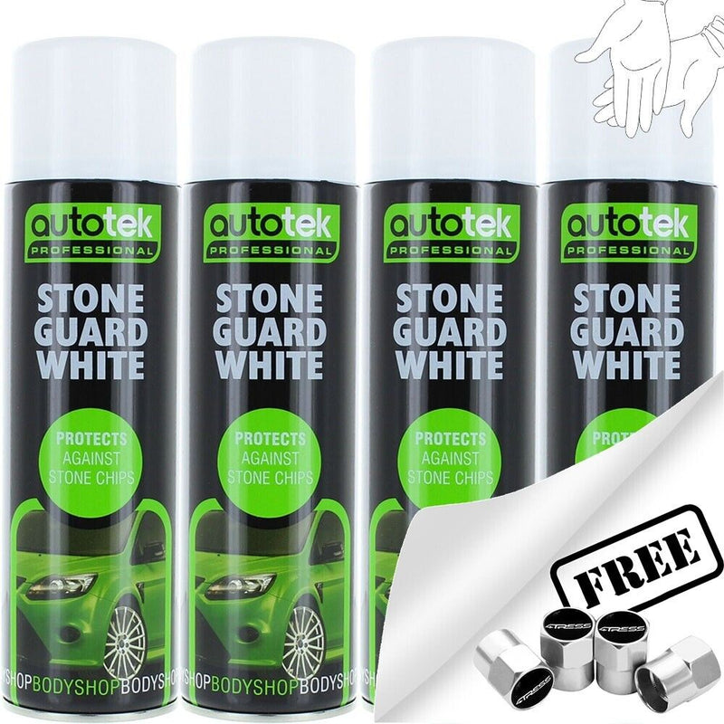 Autotek Stone Guard White Spray Paint 4 Cans