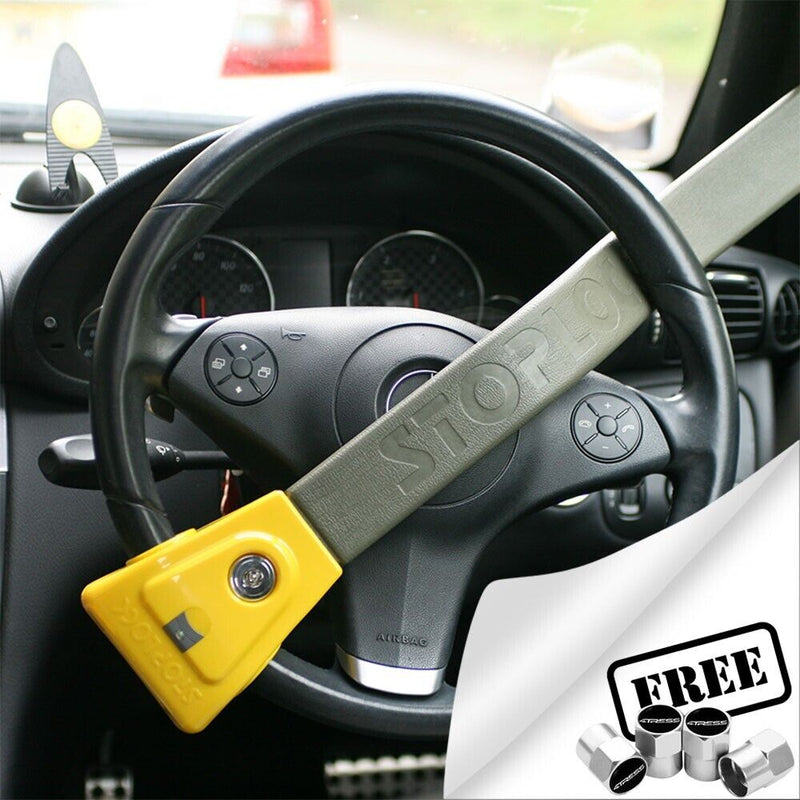 StopLock Original Robust High Security Flashing LED Car Steering Wheel Lock Immobiliser +Caps