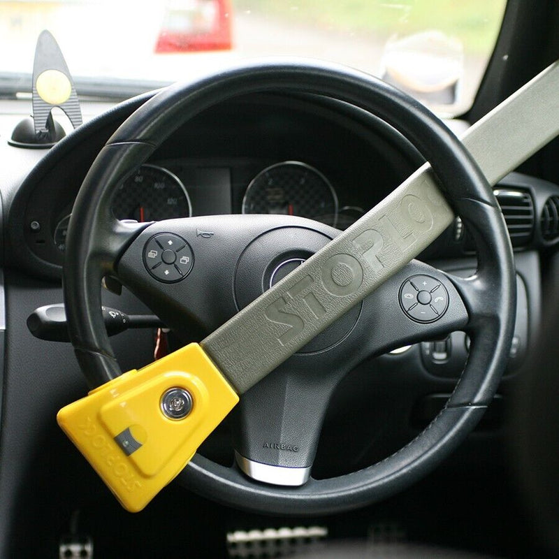 StopLock Original Robust High Security Flashing LED Car Steering Wheel Lock Immobiliser +Caps