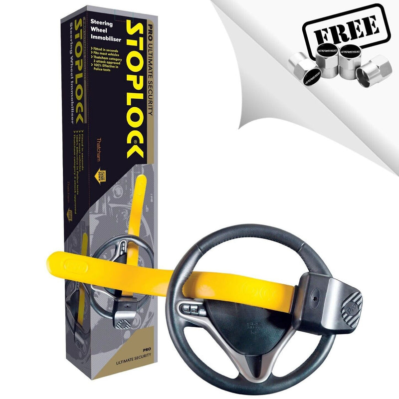 Stoplock PRO Professional High Security Anti Theft Car Van Steering Wheel Lock +Caps