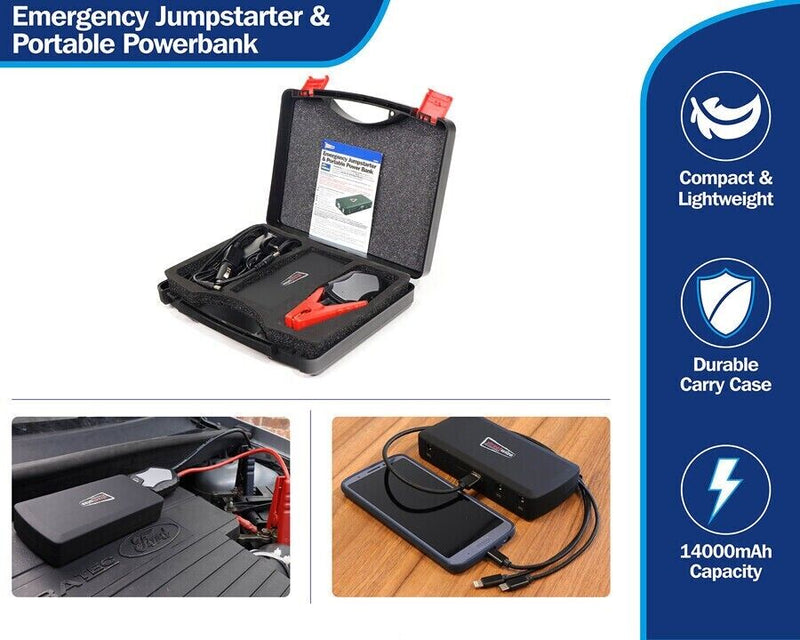 12v 400A Compact Small Portable Emergency Car Battery Jump Starter & Power Bank +Caps