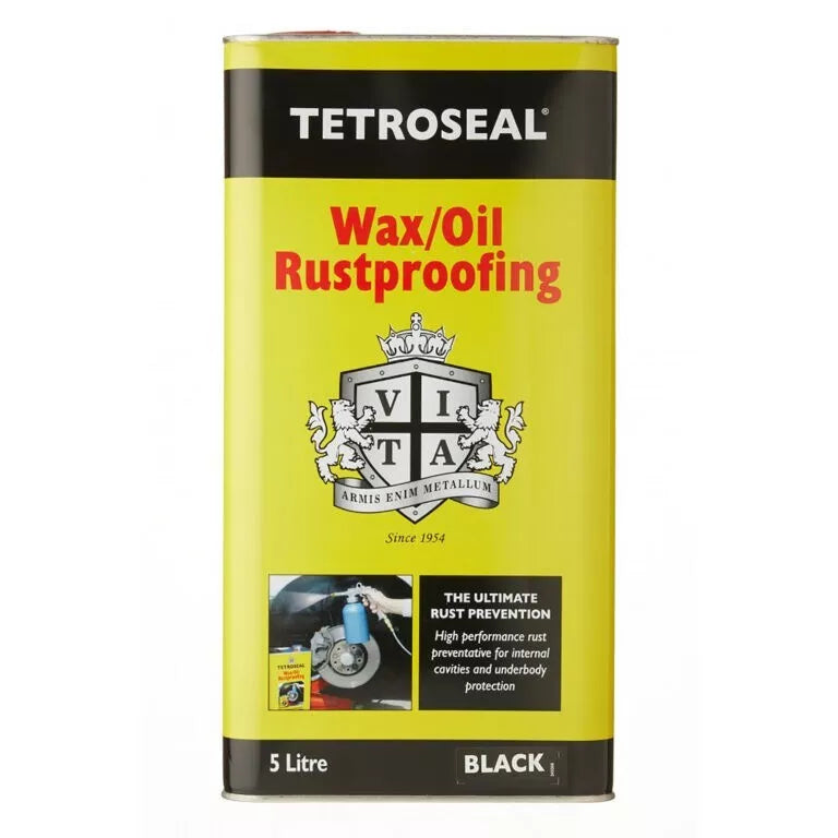 2x Tetroseal Black Wax Oil Car Rustproofing WAXOYL Rust Protection 5L +Caps