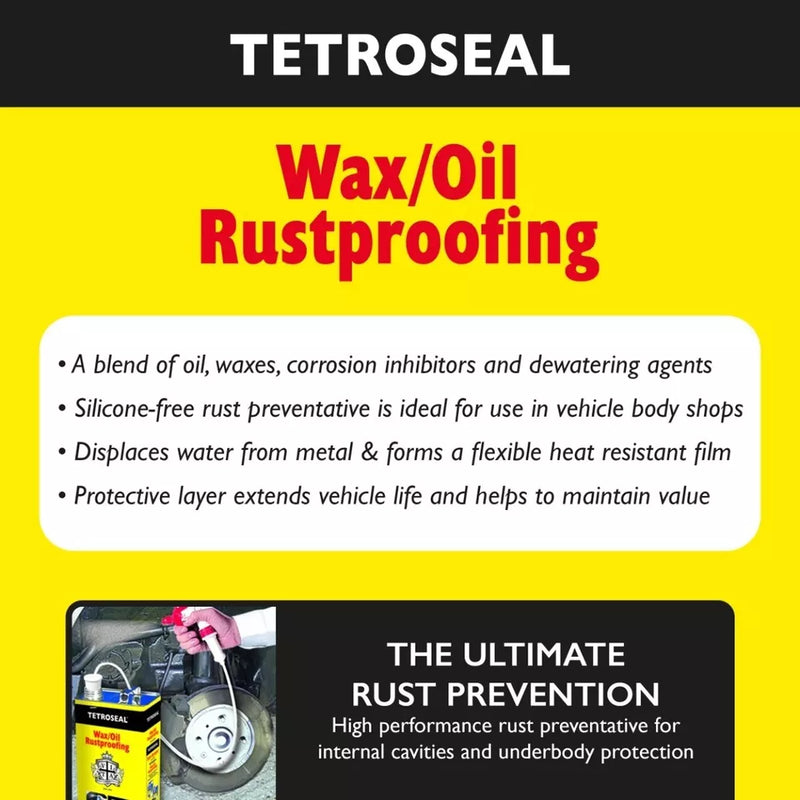 2x Tetroseal Black Wax Oil Car Rustproofing WAXOYL Rust Protection 5L +Caps