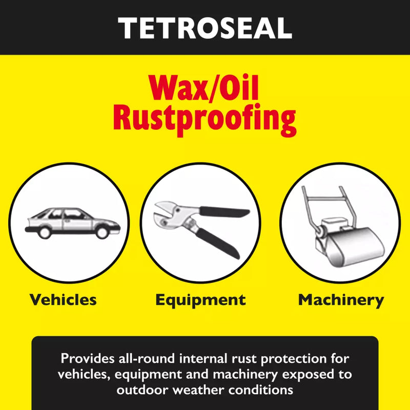 2x Tetroseal Black Wax Oil Car Rustproofing WAXOYL Rust Protection 5L +Caps