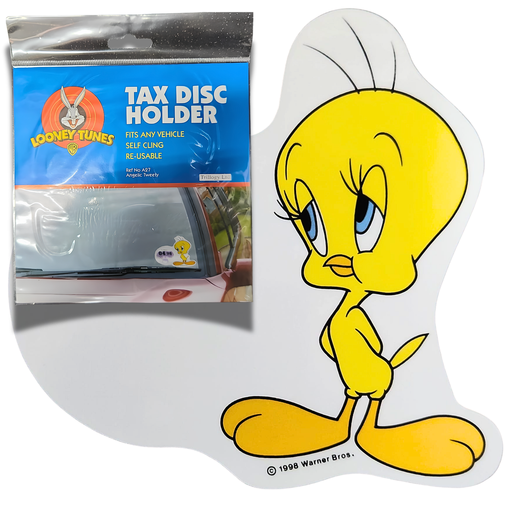 Vintage Looney Tunes Angelic Tweety Tax Disc Holder Self Cling Permit Holder 1998