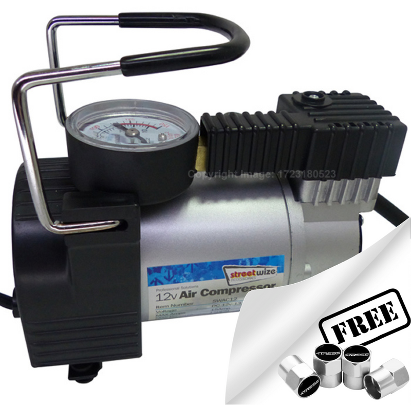 12v 150 PSI Heavy Duty Rapid Car 4x4 Tyre Air Compressor Inflator Pump +Caps