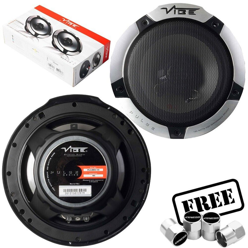 Vibe Audio Series 6.5" 360w Car Door Shelf Coaxial Speakers Set Pulse 6-V0 +Caps