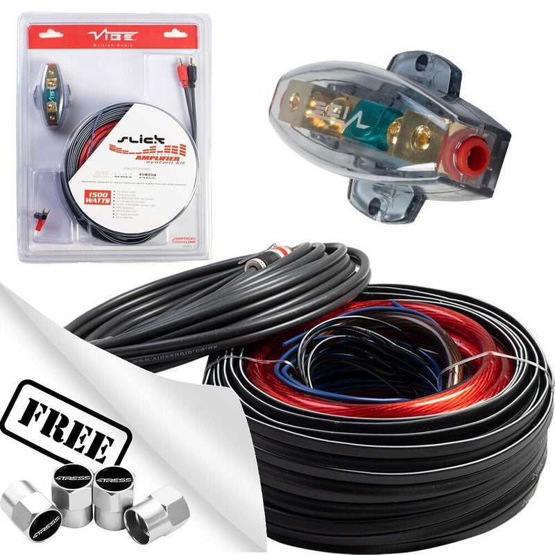 Vibe Audio Slick 8 Awg Gauge 1500 Watts System 12v Car Amp Amplifier Wiring Kit +Caps