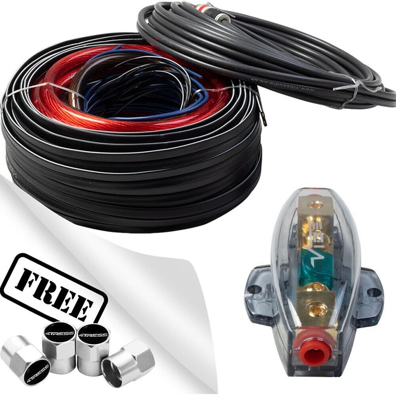 Vibe Audio Slick 12v 4 Awg Gauge 2000 Watts System Car Amp Amplifier Wiring Kit +Caps