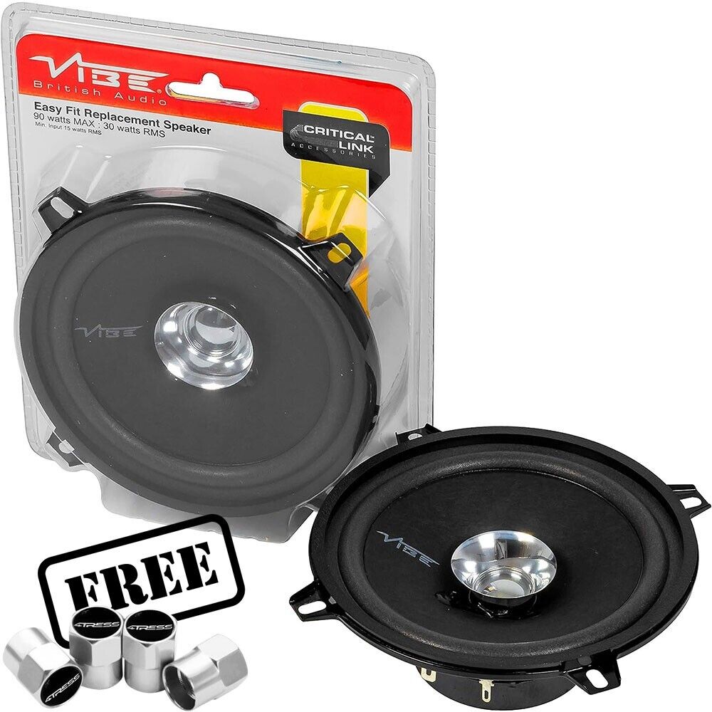 Vibe DB5 High Performance 5.25" inch Car Door Dashboard Coaxial Replacement Speakers Set +Caps