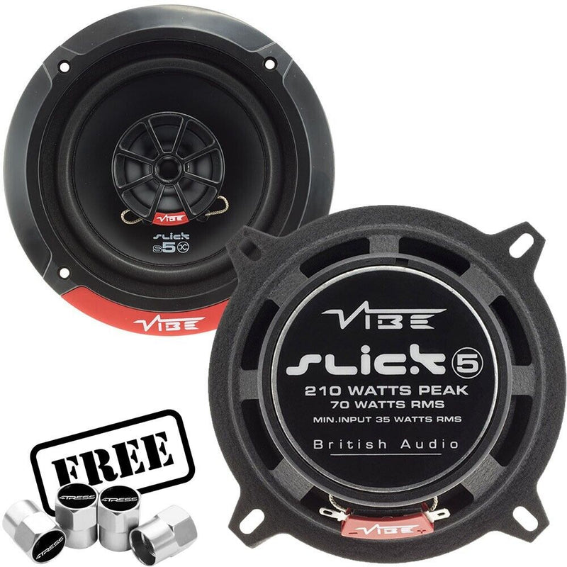 Vibe SLICK5 V7 Slick Series 2 5.25" inch 420w Car Van Door Shelf Coaxial Speakers Set +Caps