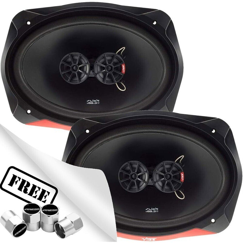 Vibe SLICK69.3 V7 Slick Series 2 6x9" inch 960w 3-Way Car Parcel Shelf Coaxial Speakers Set +Caps