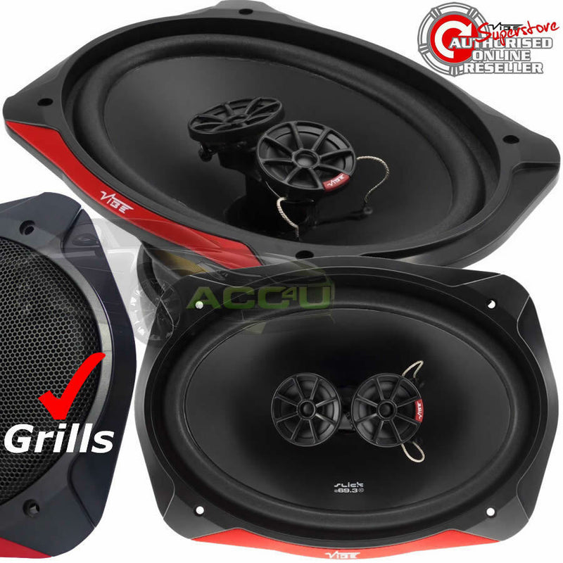 Vibe SLICK69.3 V7 Slick Series 2 6x9" inch 960w 3-Way Car Parcel Shelf Coaxial Speakers Set +Caps