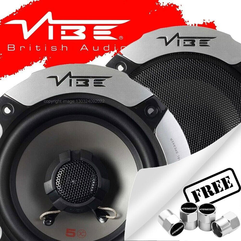 Vibe Speakers Set Audio 5.24" Pulse 5 300w Car Door Shelf Coaxial Pulse 5-v0 +Caps