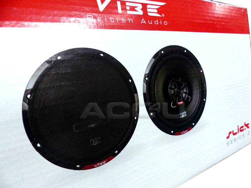Vibe SLICK6 V7 Slick Series 2 6 6.5" inch 480w Car Door Shelf Coaxial Speakers Set +Caps