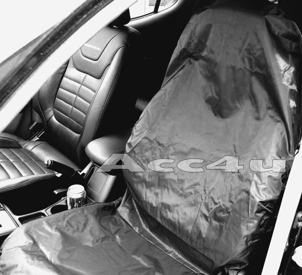 Black Heavy Duty Nylon Waterproof Dirt Mud Resistant Car Front Seat Cover HDFBKSC +Caps