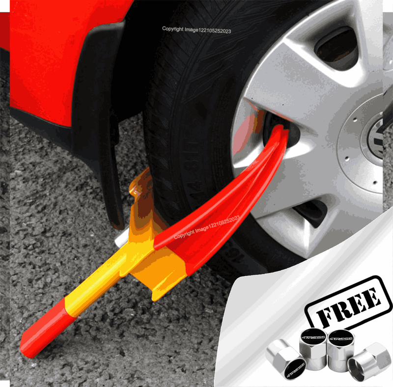 Car Caravan Van Trailer Easy Fit Heavy Duty Steel Claw Lock Wheel Clamp +Caps