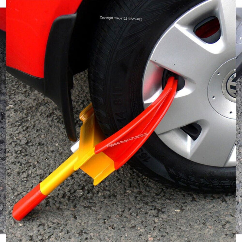 Car Caravan Van Trailer Easy Fit Heavy Duty Steel Claw Lock Wheel Clamp +Caps