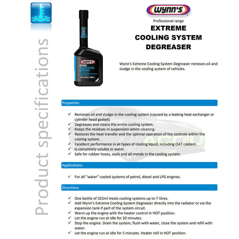 2x Wynns Extreme Radiator Cooling System Degreaser Professional Formula +Caps