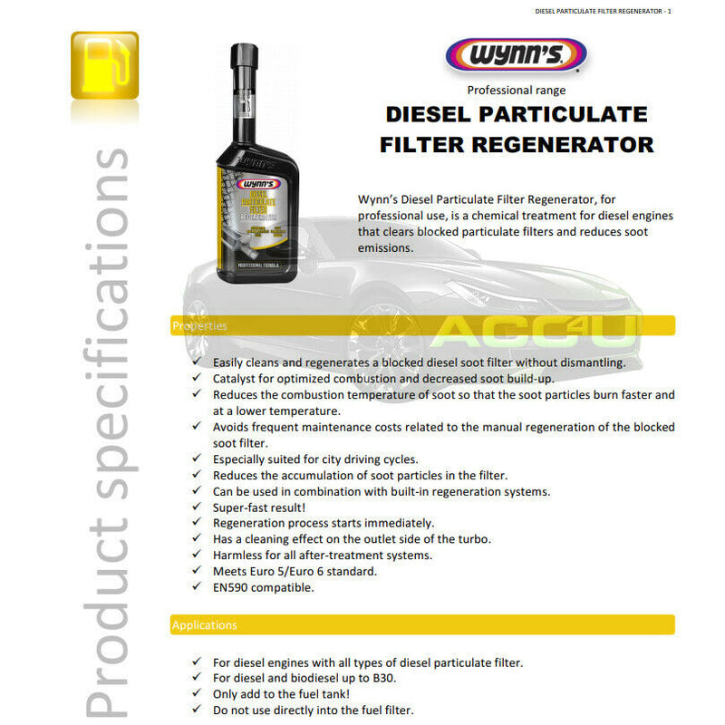 2x Wynns Car Diesel Engine DPF Diesel Particulate Filter Regenerator Cleaner +Caps