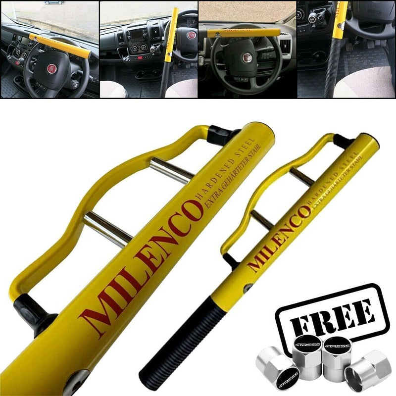 Milenco Commercial Van 4x4 Sold Secure Gold High Security Yellow Steering Wheel Lock +Caps