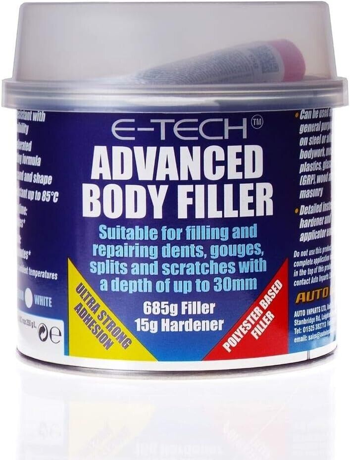 2x E-Tech Car Anti Rust Dent Gouge Scratch Repair Advanced Body Filler + Caps