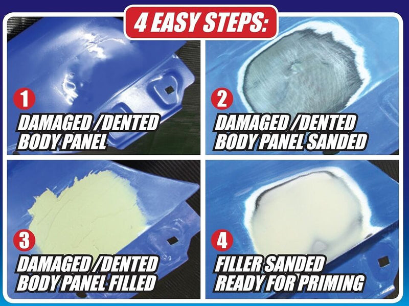 2x E-Tech Car Anti Rust Dent Gouge Scratch Repair Advanced Body Filler + Caps