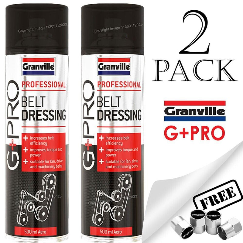 2x G+PRO Belt Dressing Spray Flat Round V Fan Drive Rubber Belts Anti Slip + Caps