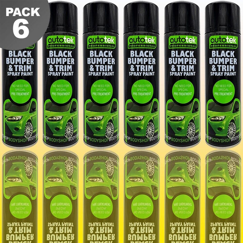 6 x Autotek Car BLACK BUMPER TRIM Spray Paint Restore Faded Plastic 500ml +G+C