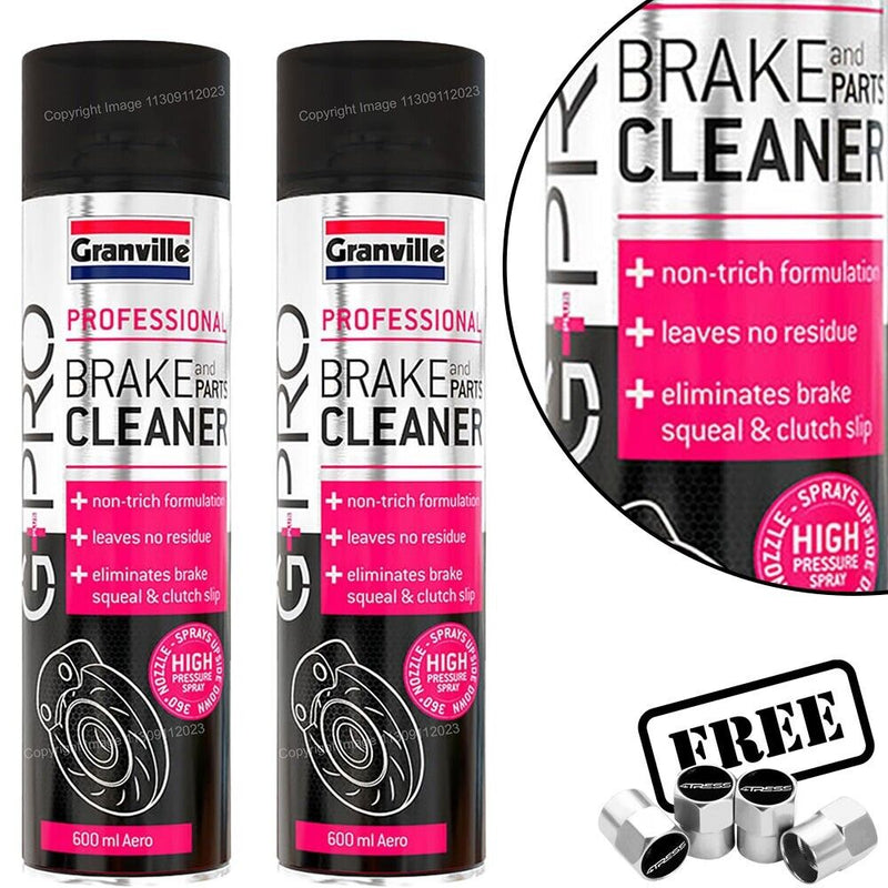 2x G+PRO Professional Car Brake & Clutch Parts Assembly Cleaner Spray Cans + Caps
