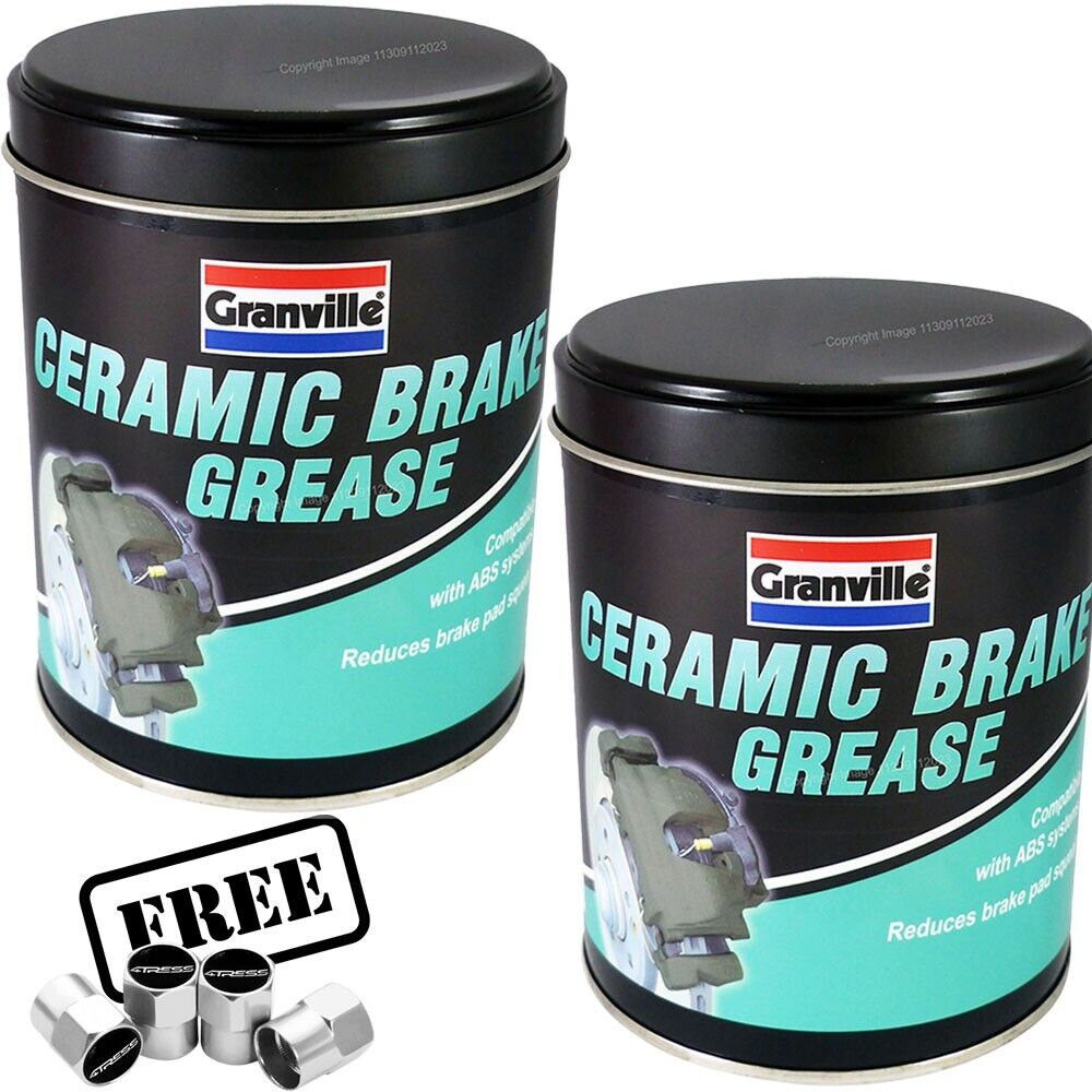 2x Granville CERAMIC BRAKE Grease Car Brake Caliper Pads Shoes Squeal Noise + Caps