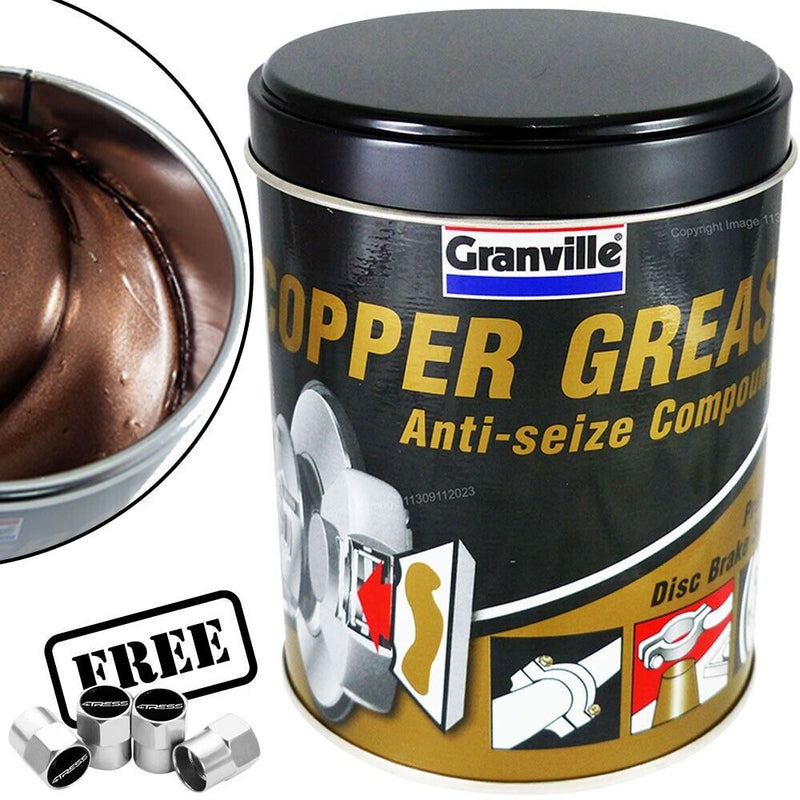 Granville COPPER GREASE Car Brake Calipers Pads Discs Anti Seize Squeal + Caps