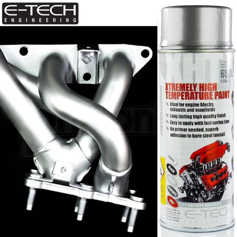 E-Tech SILVER XHT Xtremely High Temperature Car Engine Blocks Exhaust Spray Paint Can
