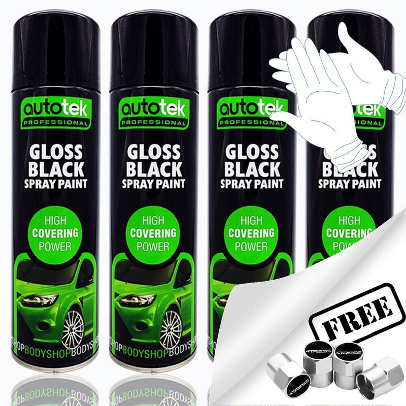 Autotek Gloss Black Spray Paint 4 Cans