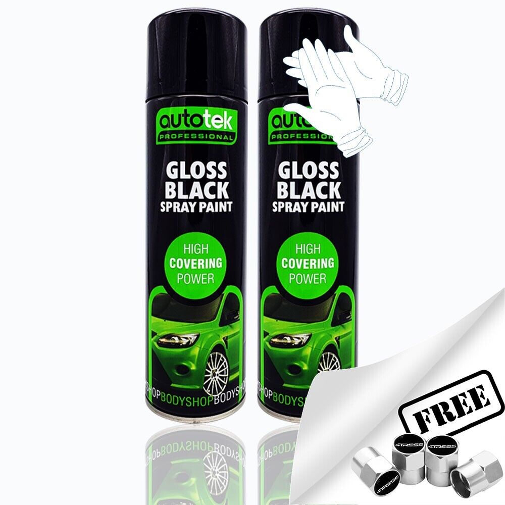 Autotek Gloss Black Spray Paint 2 Cans