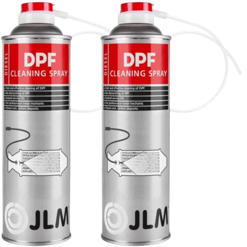 2 x JLM Diesel DPF Spray Cans 400mL Particulate Filter Cleaner with Hose + Caps