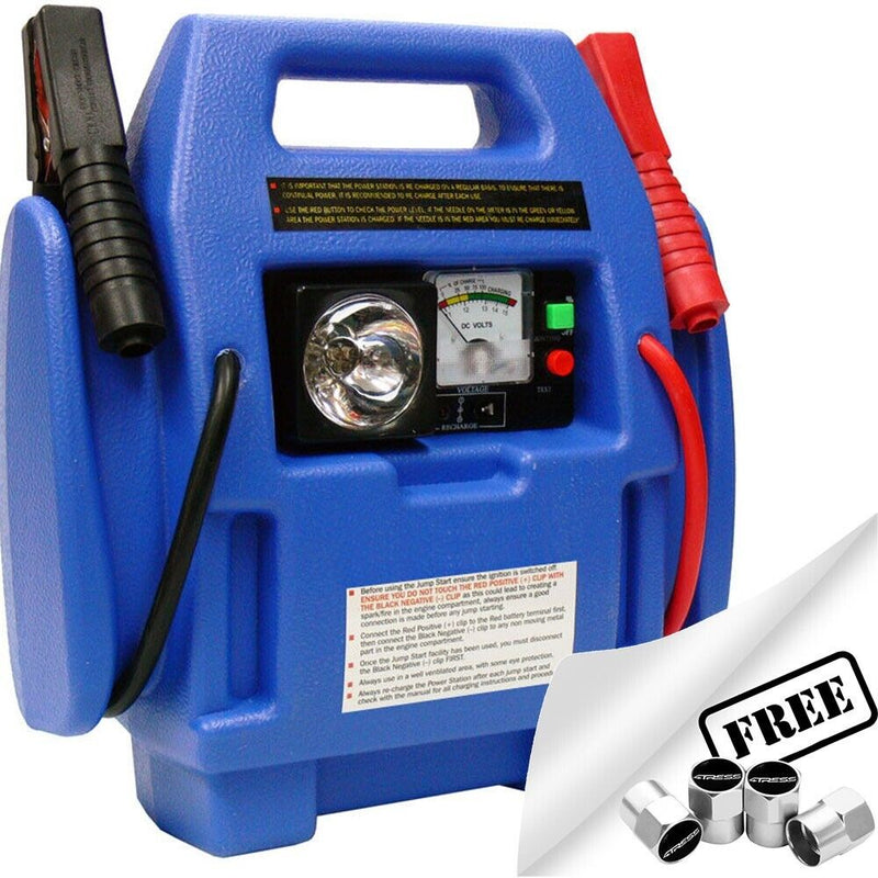 12v 2500cc Engine Portable Car Battery Jump Starter Air Compressor Power Pack +Caps