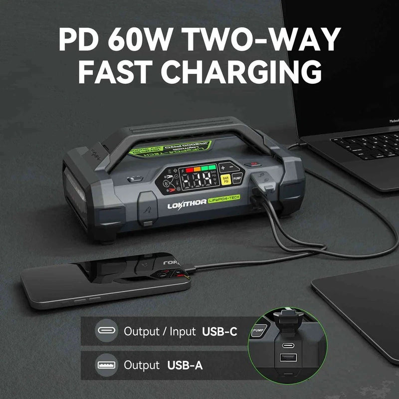 Lokithor JA302 PRO 12v 3000A Lithium Car Battery Jump Starter Tyre Air Compressor