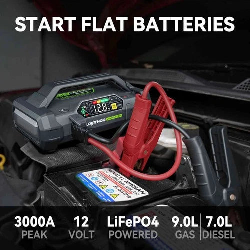 Lokithor JA302 PRO 12v 3000A Lithium Car Battery Jump Starter Tyre Air Compressor