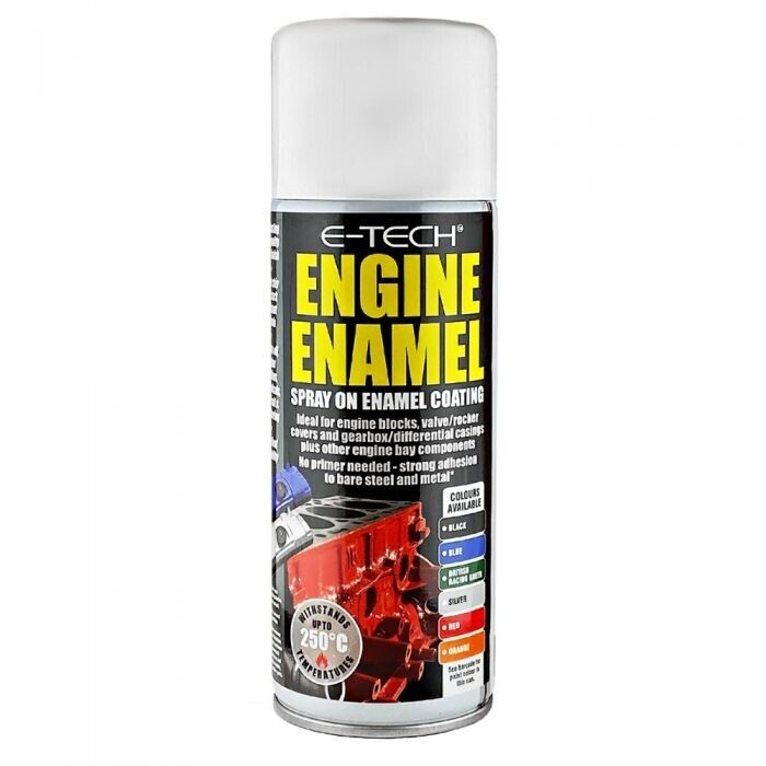 2x E-Tech Silver Engine Spray On Enamel Paint High Temp Heat Resistant +Caps