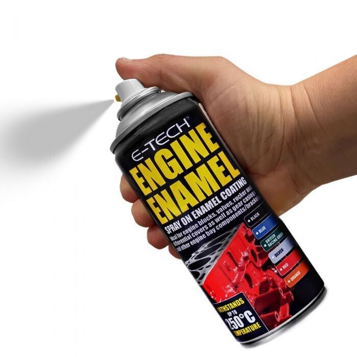 2x E-Tech Silver Engine Spray On Enamel Paint High Temp Heat Resistant +Caps