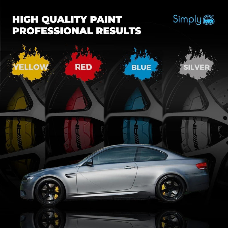 2 x Simply Car Brake Caliper YELLOW Spray Paint Heat Resistant High Quality +Caps