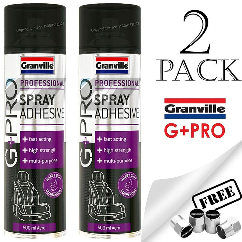 2x G+PRO Professional Multi Purpose Heavy Duty Spray Adhesive Glue Cans + Caps