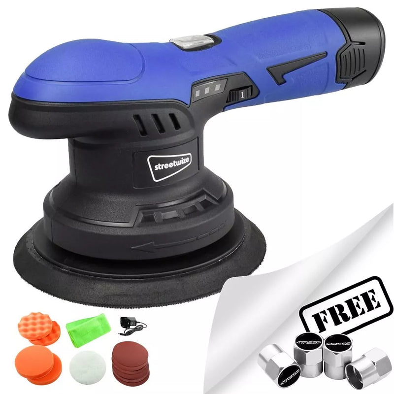 Portable Cordless Car Buffer Machine Polisher & Sander With Variable Speed SWCP3 +Caps