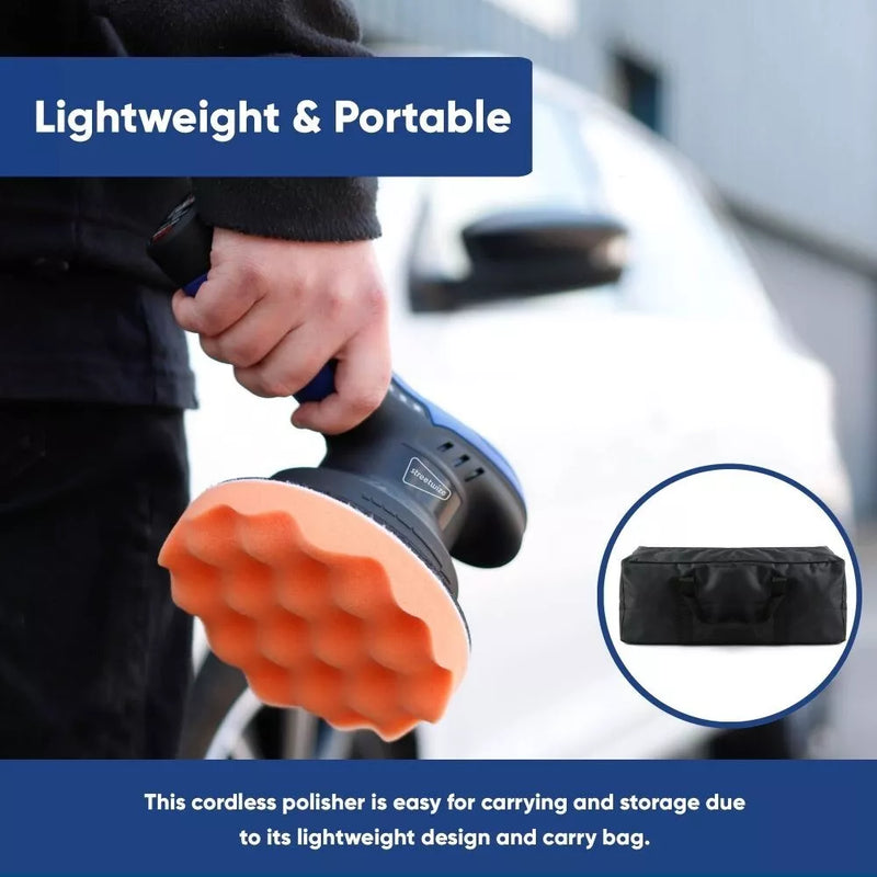 Portable Cordless Car Buffer Machine Polisher & Sander With Variable Speed SWCP3 +Caps